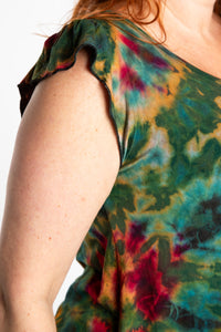 Maggie is wearing the Green Tie Dye Flutter Sleeve Top