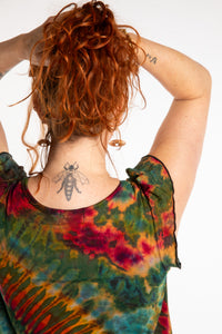 Maggie is wearing the Green Tie Dye Flutter Sleeve Top