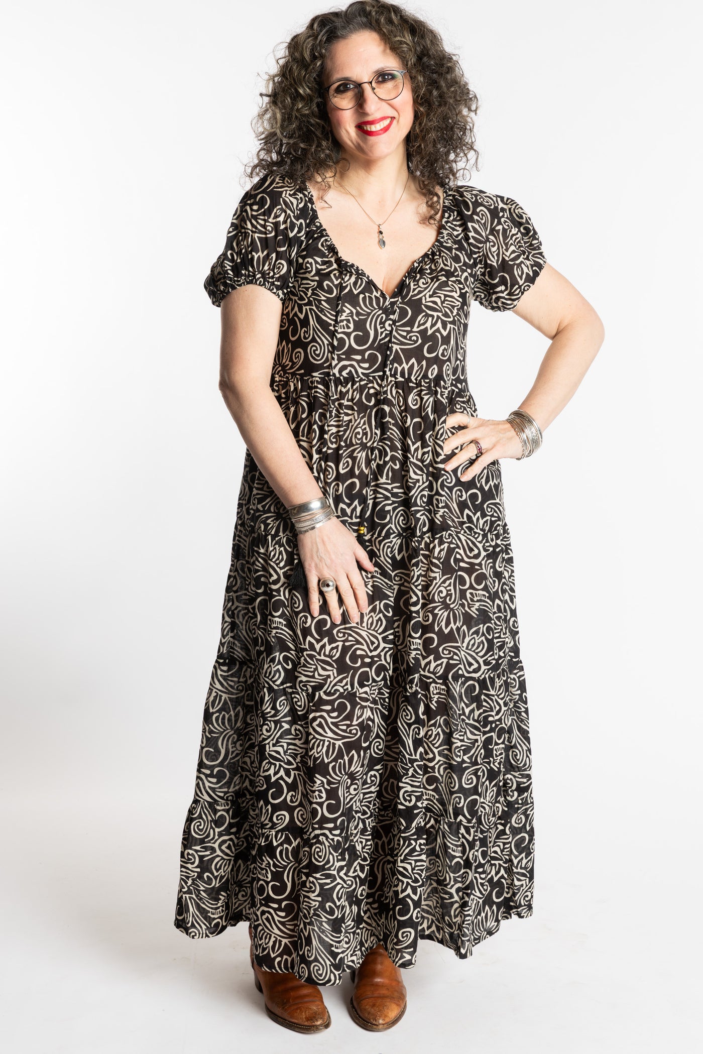 Amara Cotton Maxi Dress | Flowy Bohemian Maxi Dress for Women Blue / S/M Amara Cotton Maxi Dress | Flowy Bohemian Maxi Dress for Women Blue / S/M