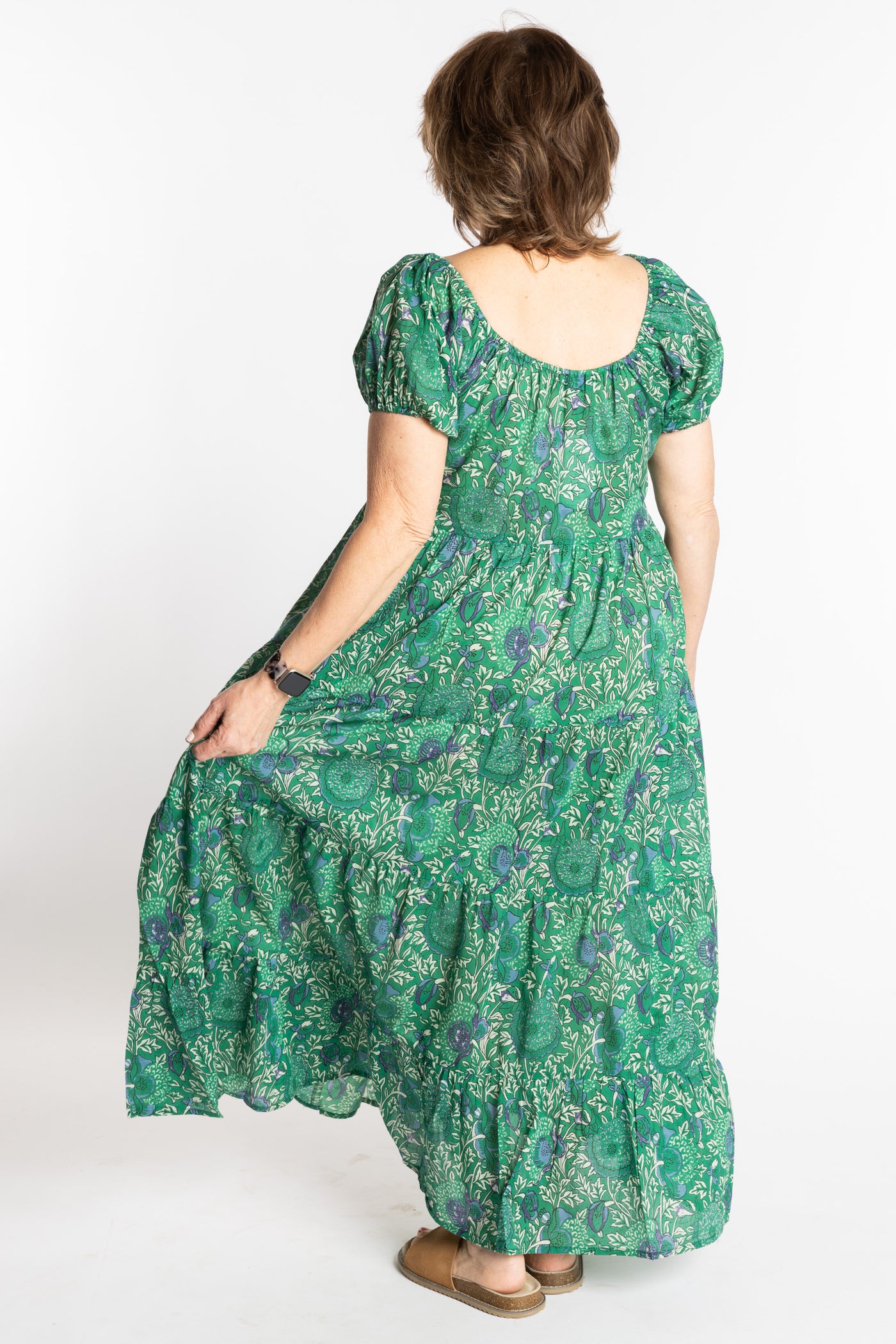 Amara Cotton Maxi Dress | Flowy Bohemian Maxi Dress for Women Blue / S/M