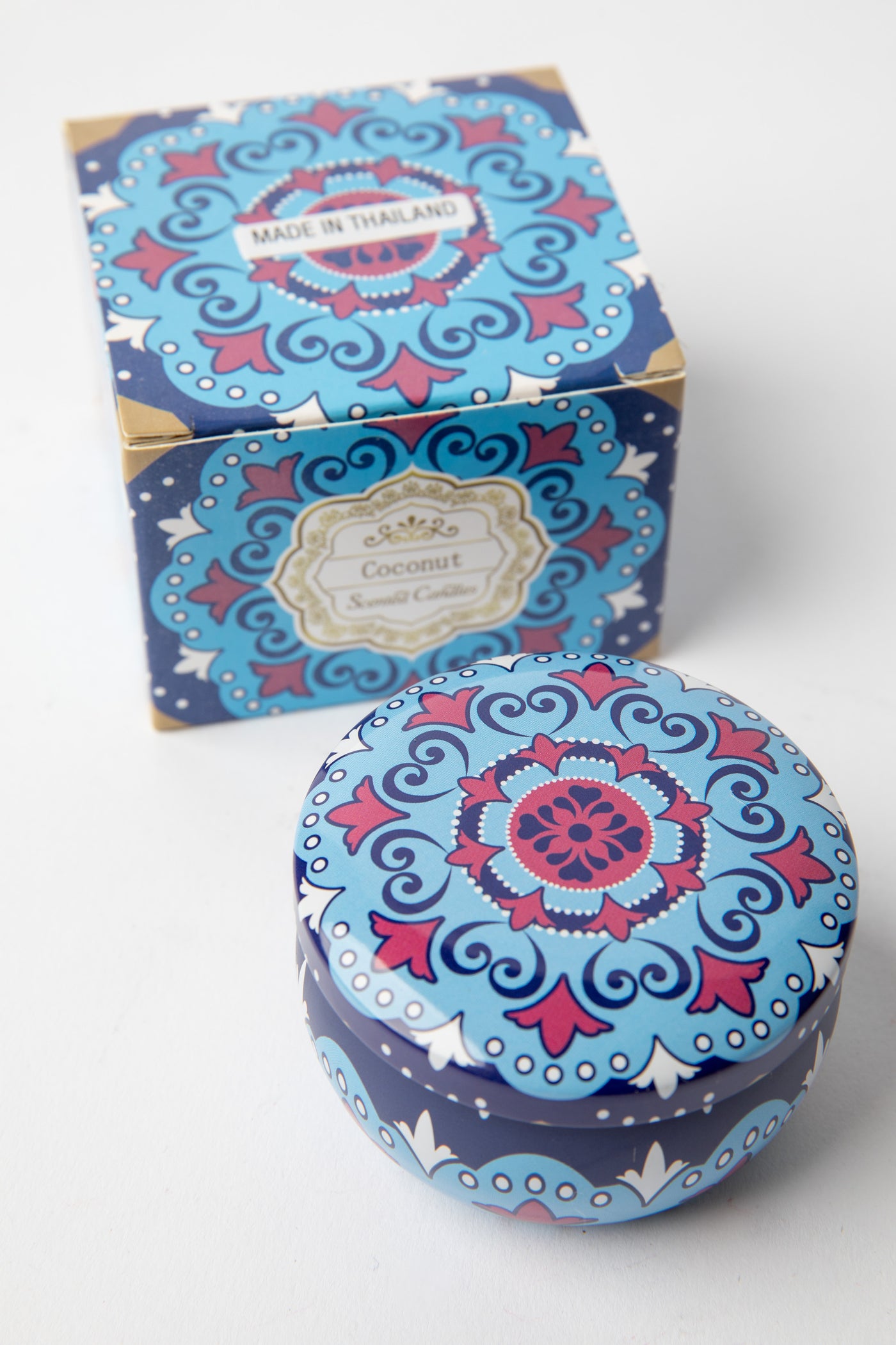 Mandala Travel Tin Candle in scent Coconut