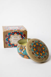 Mandala Travel Tin Candle in scent Lemongrass