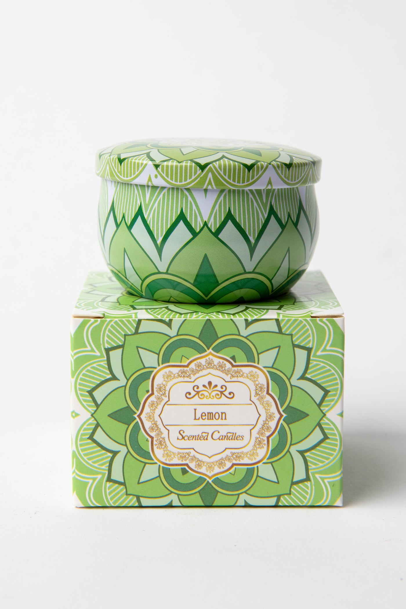 Mandala Travel Tin Candle in scent Lemon
