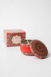 Mandala Travel Tin Candle in scent Rose