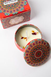 Mandala Travel Tin Candle in scent Rose