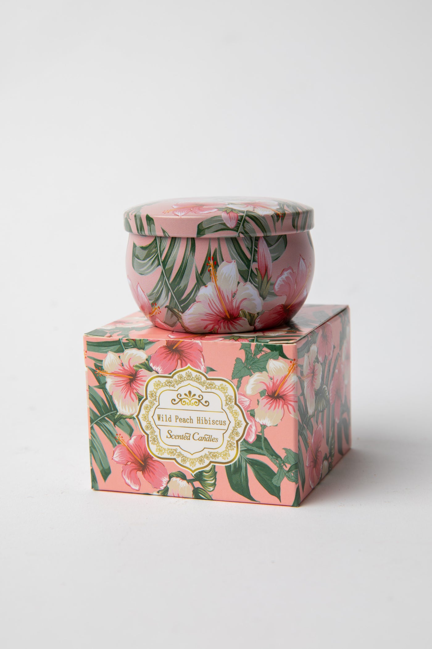 Mandala Travel Tin Candle in scent Wild Peach Hibiscus