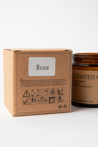 Rose Apothecary Jar Candle box label and minimalist candle jar packaging
