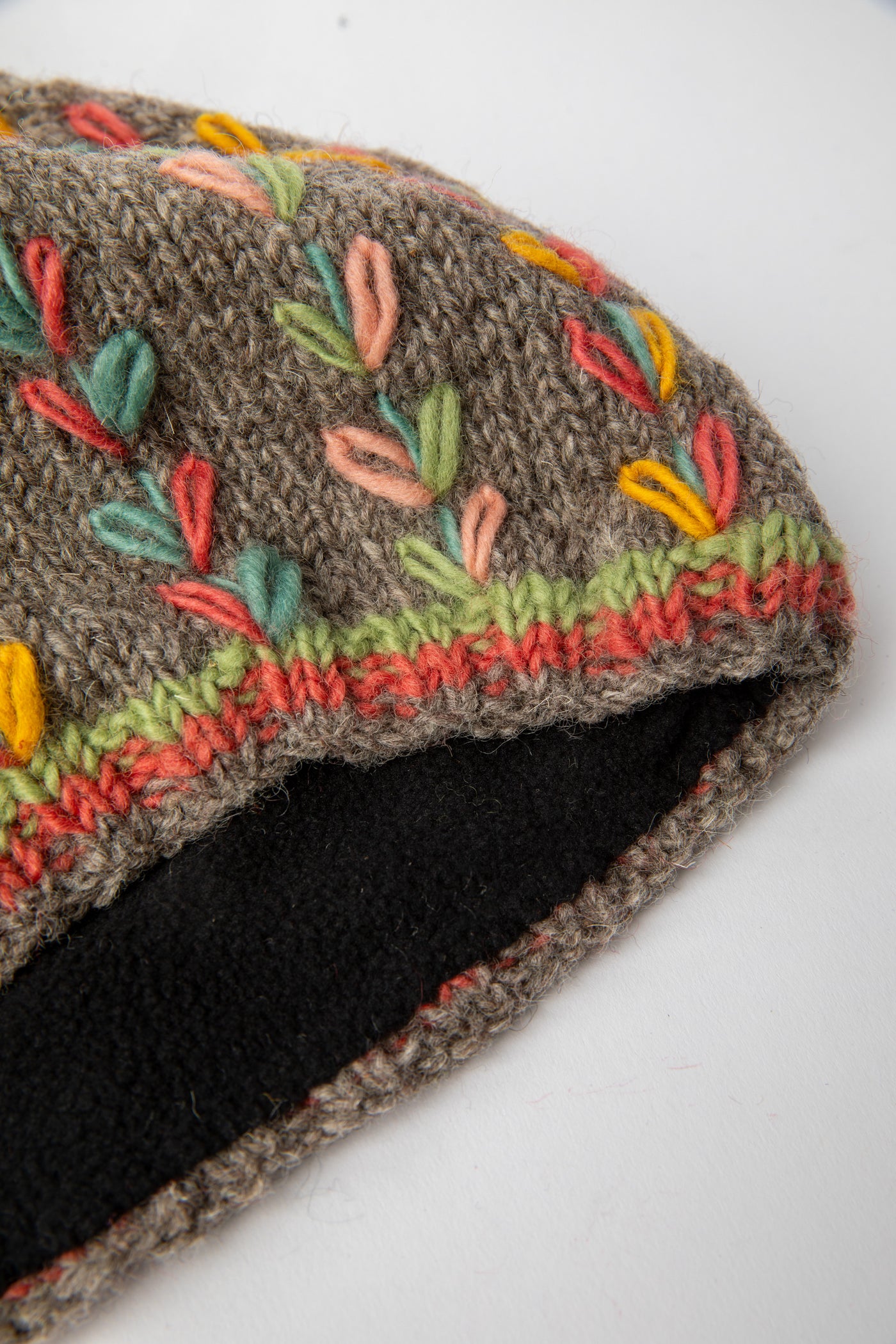 Gray Kylemore Embroidered Wool Pom Pom Hat