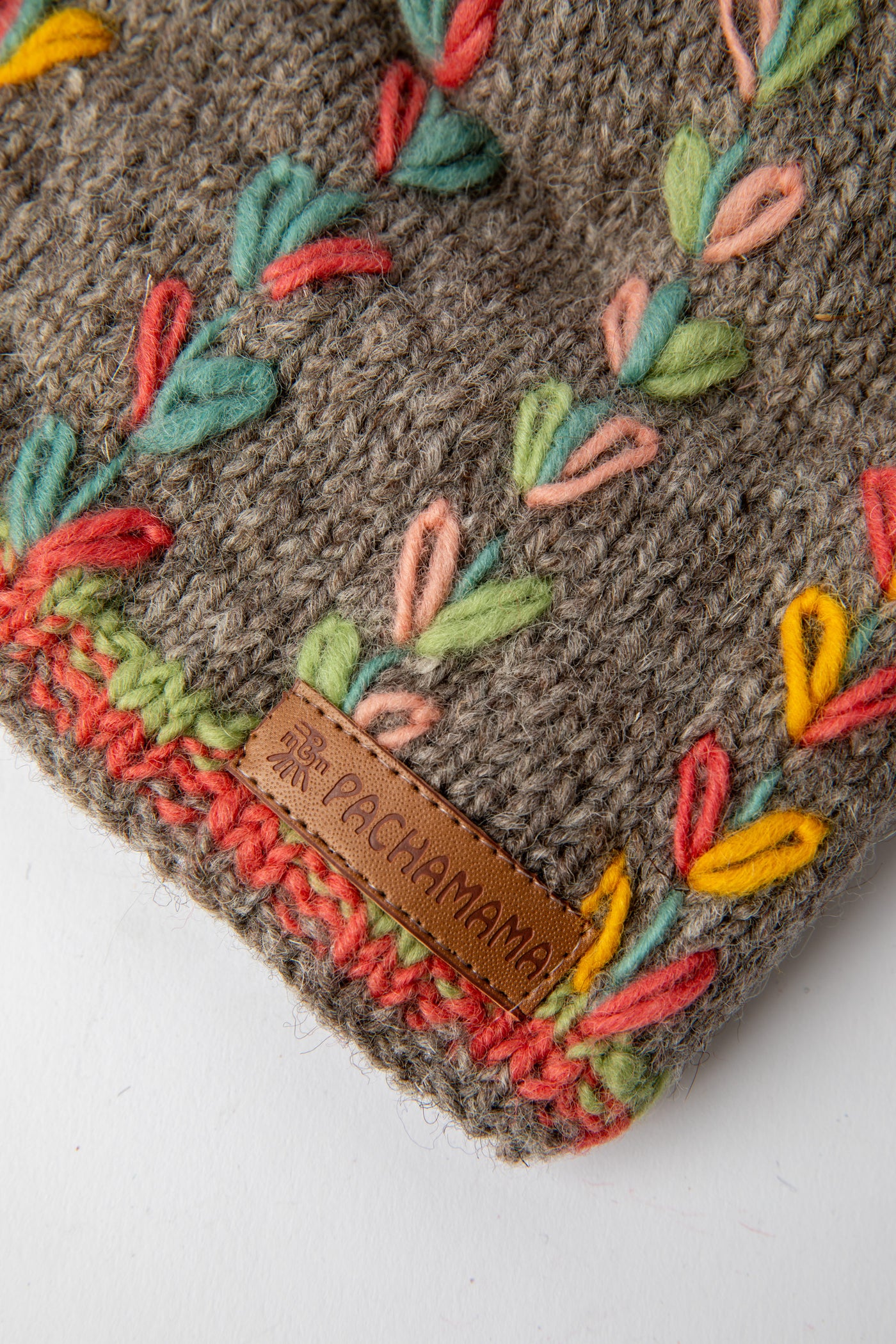 Gray Kylemore Embroidered Wool Pom Pom Hat