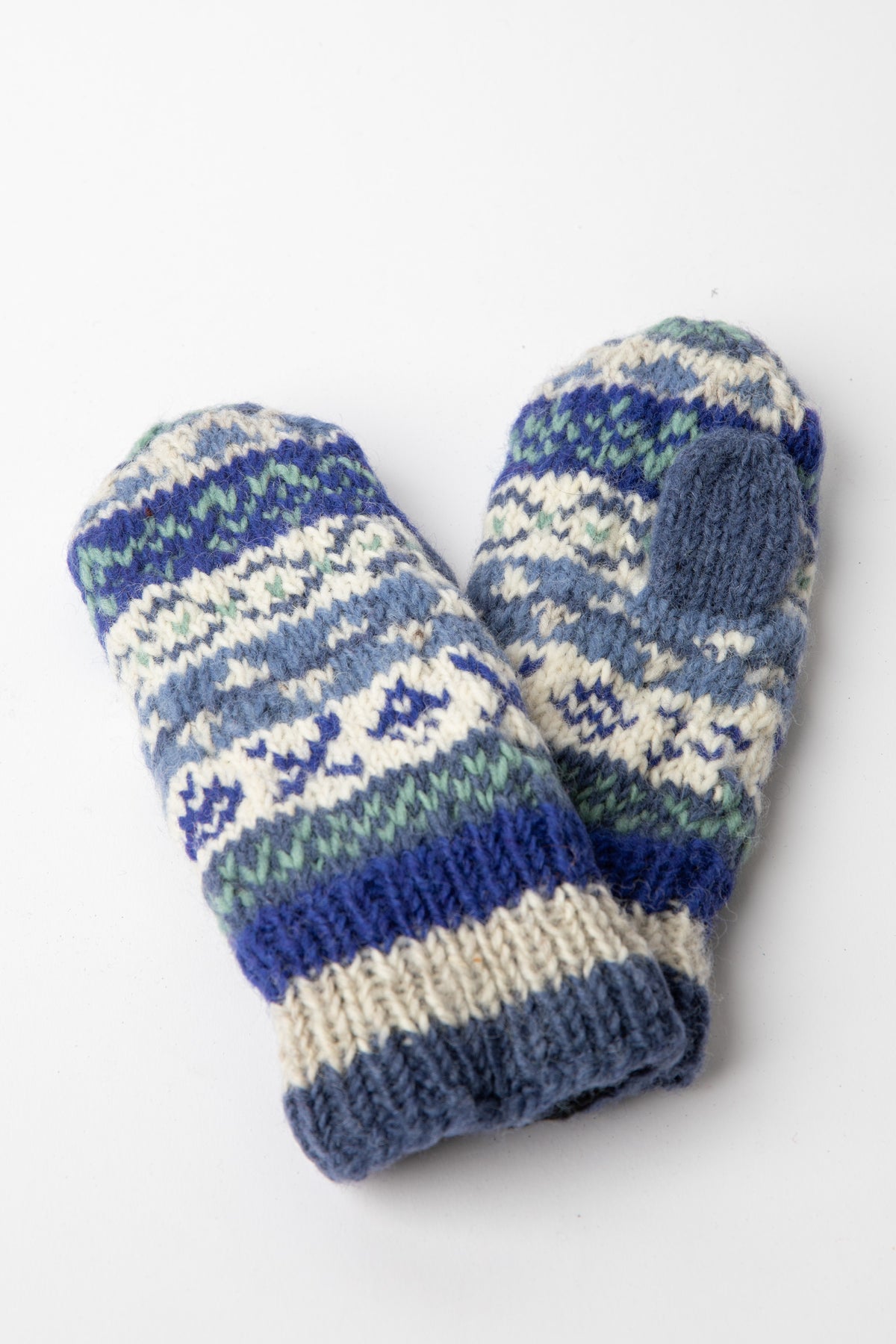 Fair Isle Handmade Wool Mittens in Natural