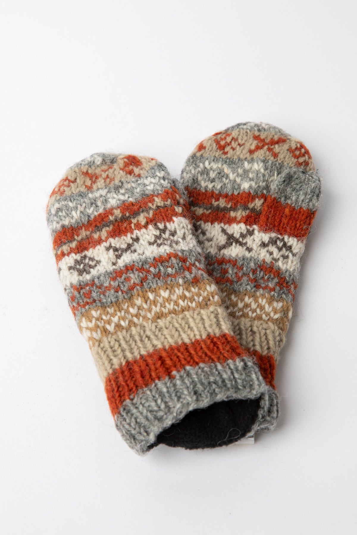 Fair Isle Handmade Wool Mittens in Oatmeal