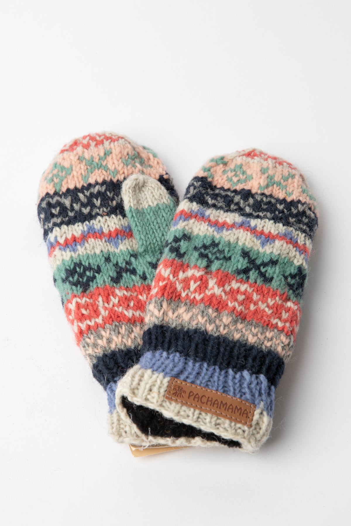 Fair Isle Handmade Wool Mittens in Gray