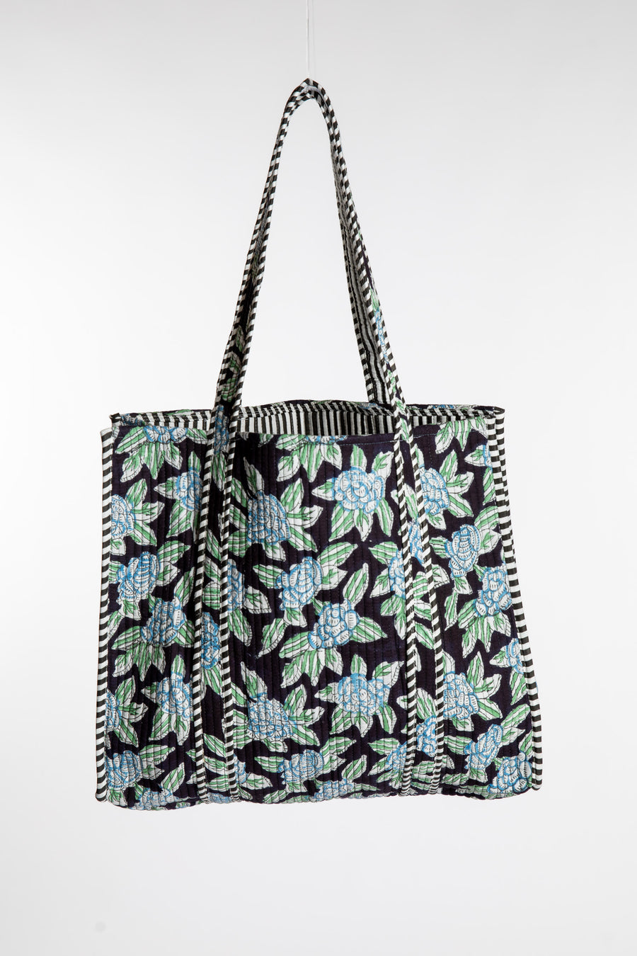 Floral patterned Bristol Block Print Tote Bag in Black