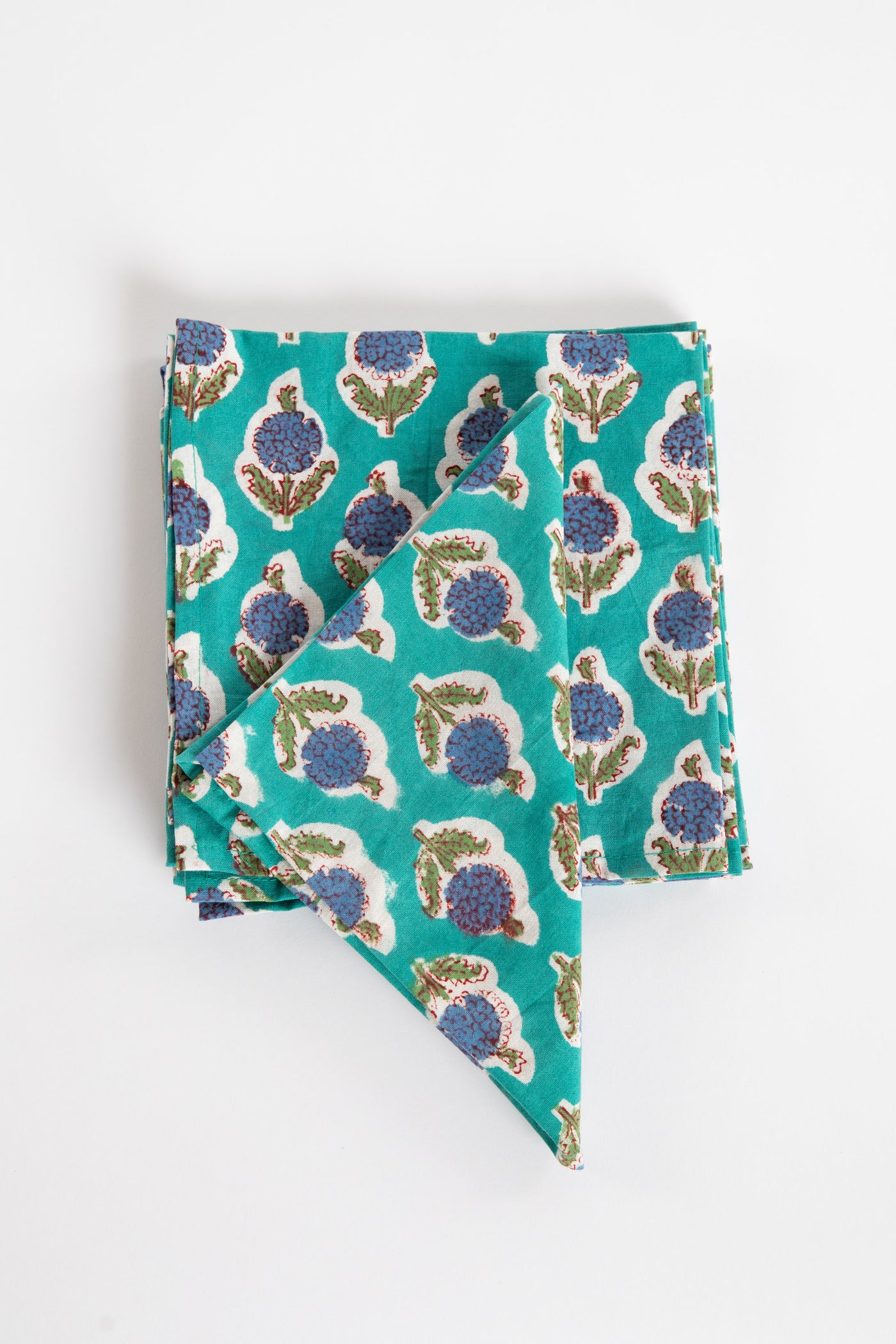 Turquoise block print napkin set of 6 cotton cloth napkins