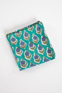 Turquoise block print napkin set of 6 cotton cloth napkins