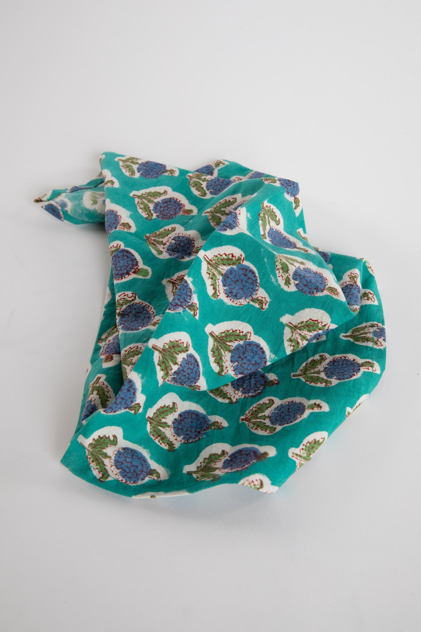 Turquoise block print napkin set of 6 cotton cloth napkins