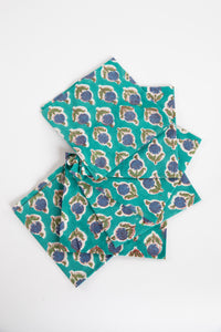 Turquoise block print napkin set of 6 cotton cloth napkins