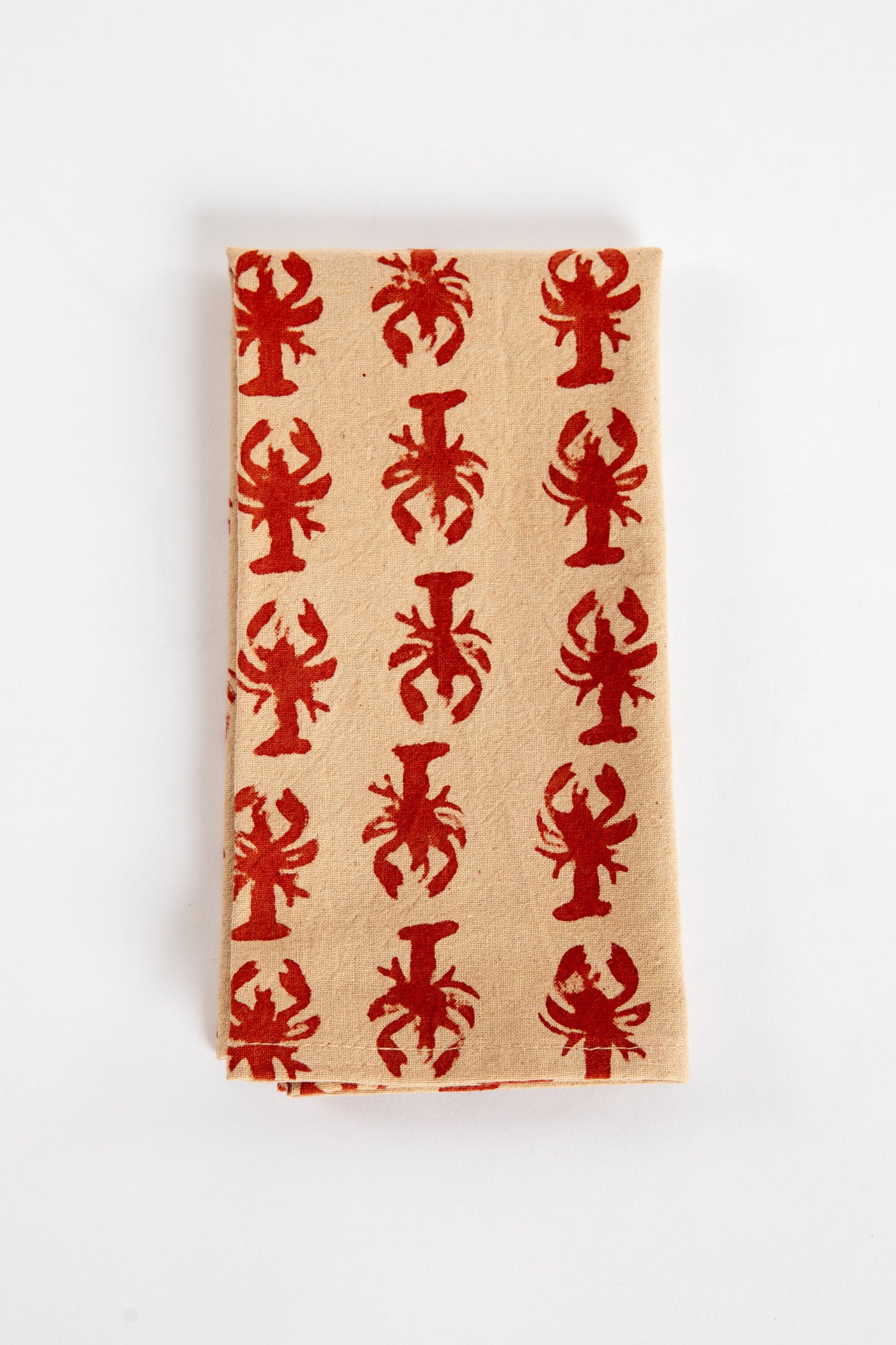 Red lobster block print napkin set of 6 cotton cloth napkins