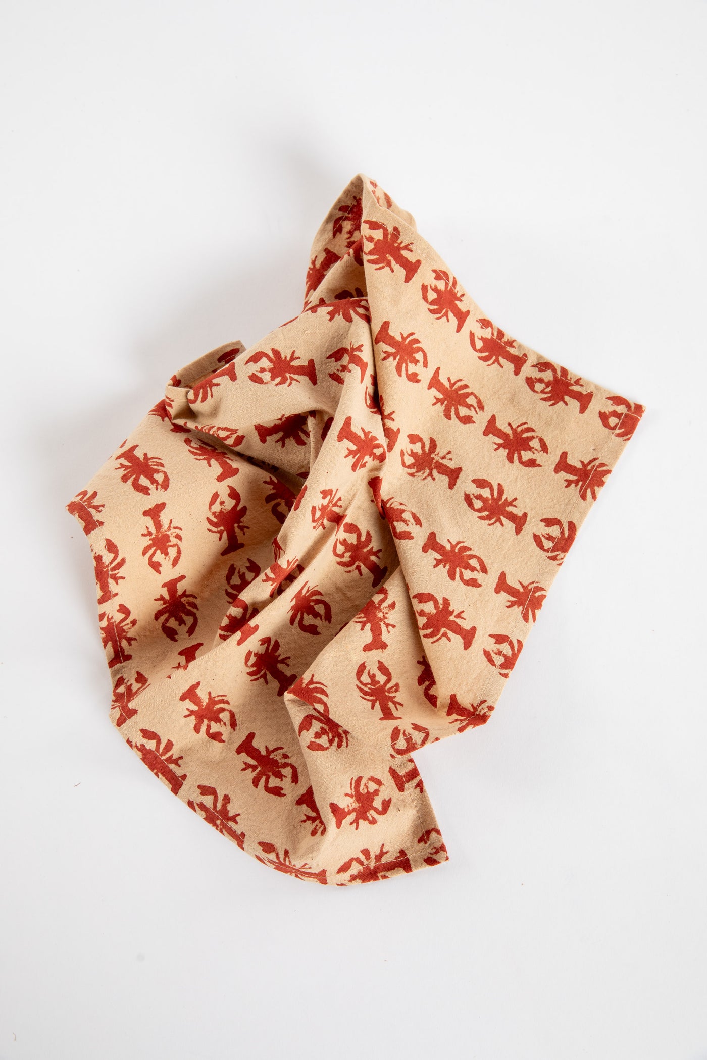 Red lobster block print napkin set of 6 cotton cloth napkins