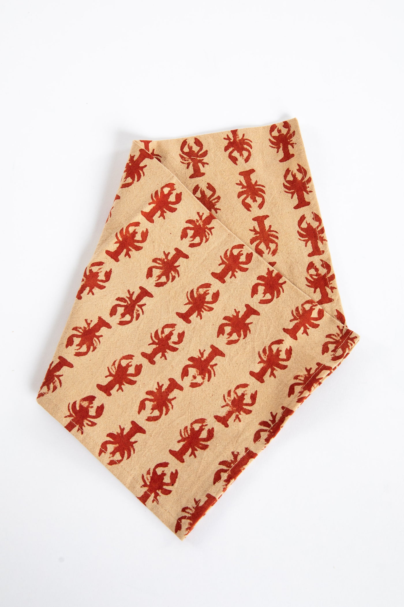 Red lobster block print napkin set of 6 cotton cloth napkins