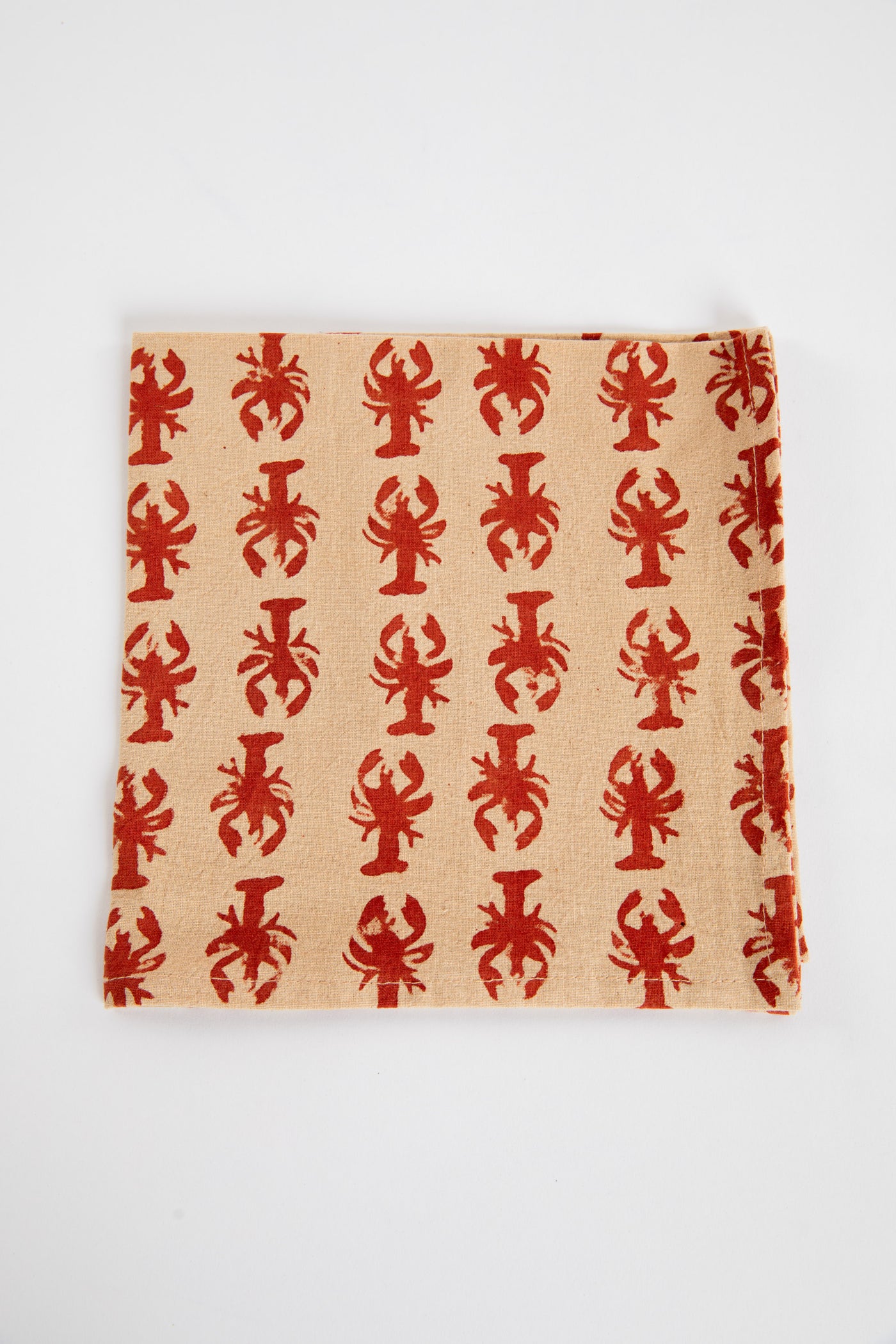Red lobster block print napkin set of 6 cotton cloth napkins