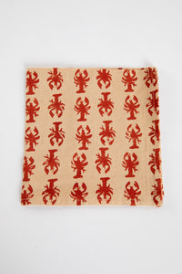 Red lobster block print napkin set of 6 cotton cloth napkins