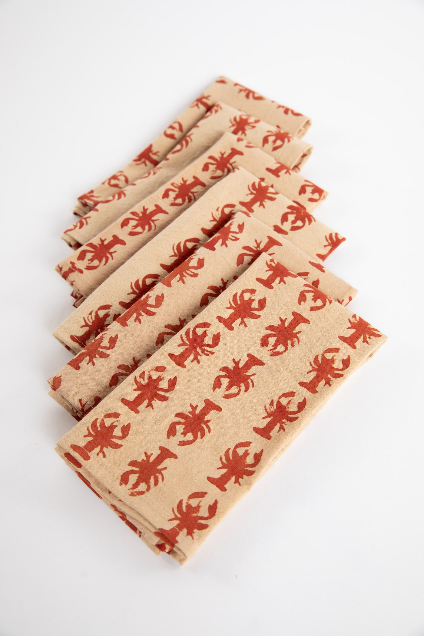 Red lobster block print napkin set of 6 cotton cloth napkins