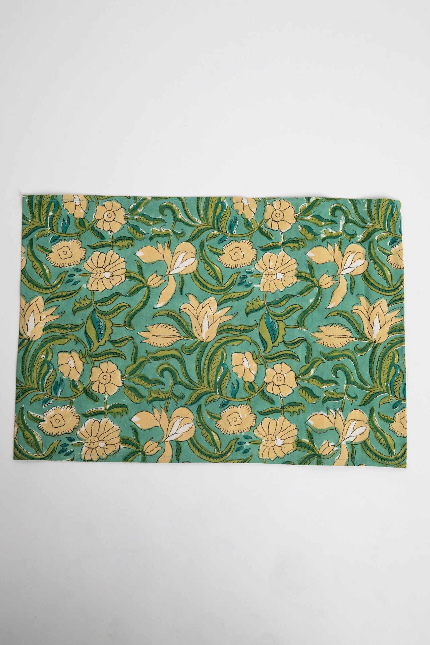 Aquamarine floral block print placemat set of 6 cotton placemats