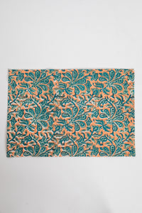 Dusty Coral floral block print placemat set of 6 cotton placemats
