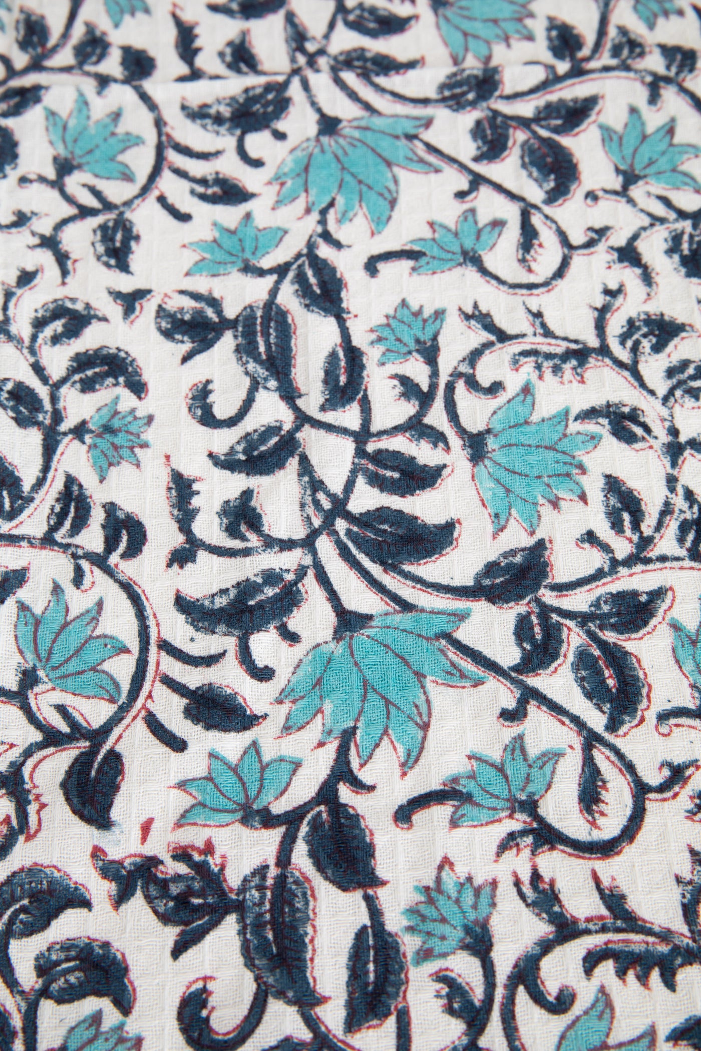 Blue Floral Block Print Cotton Dish Towel