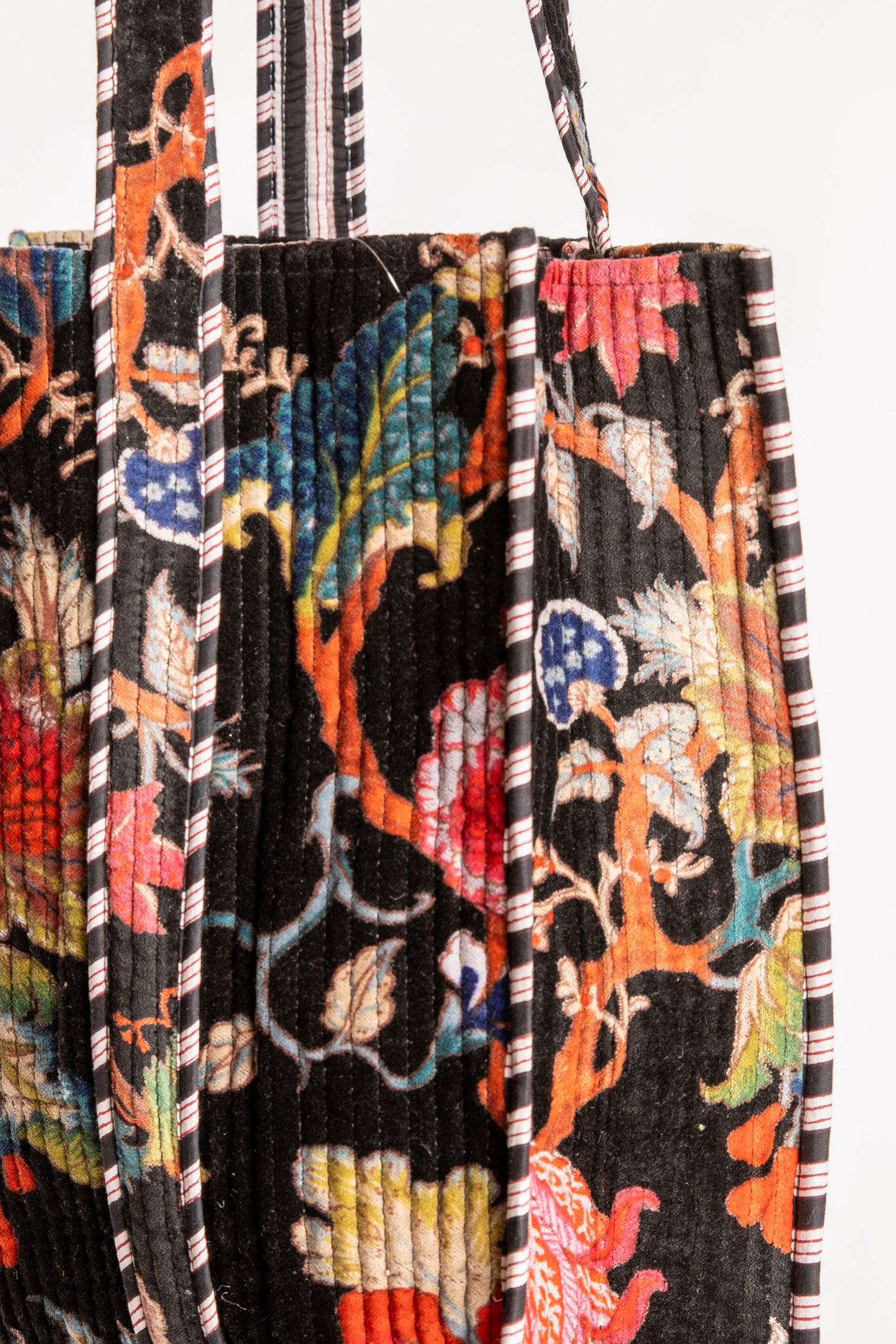 Multicolored floral patterned Bristol Plush Floral Tote Bag in color Black