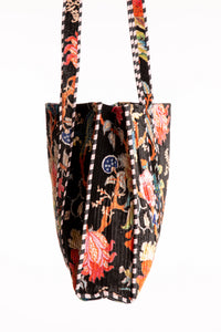 Multicolored floral patterned Bristol Plush Floral Tote Bag in color Black