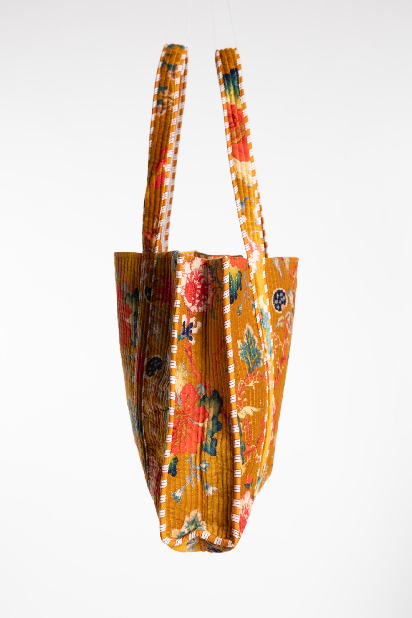 Floral patterned Bristol Plush Floral Tote Bag in color Yellow