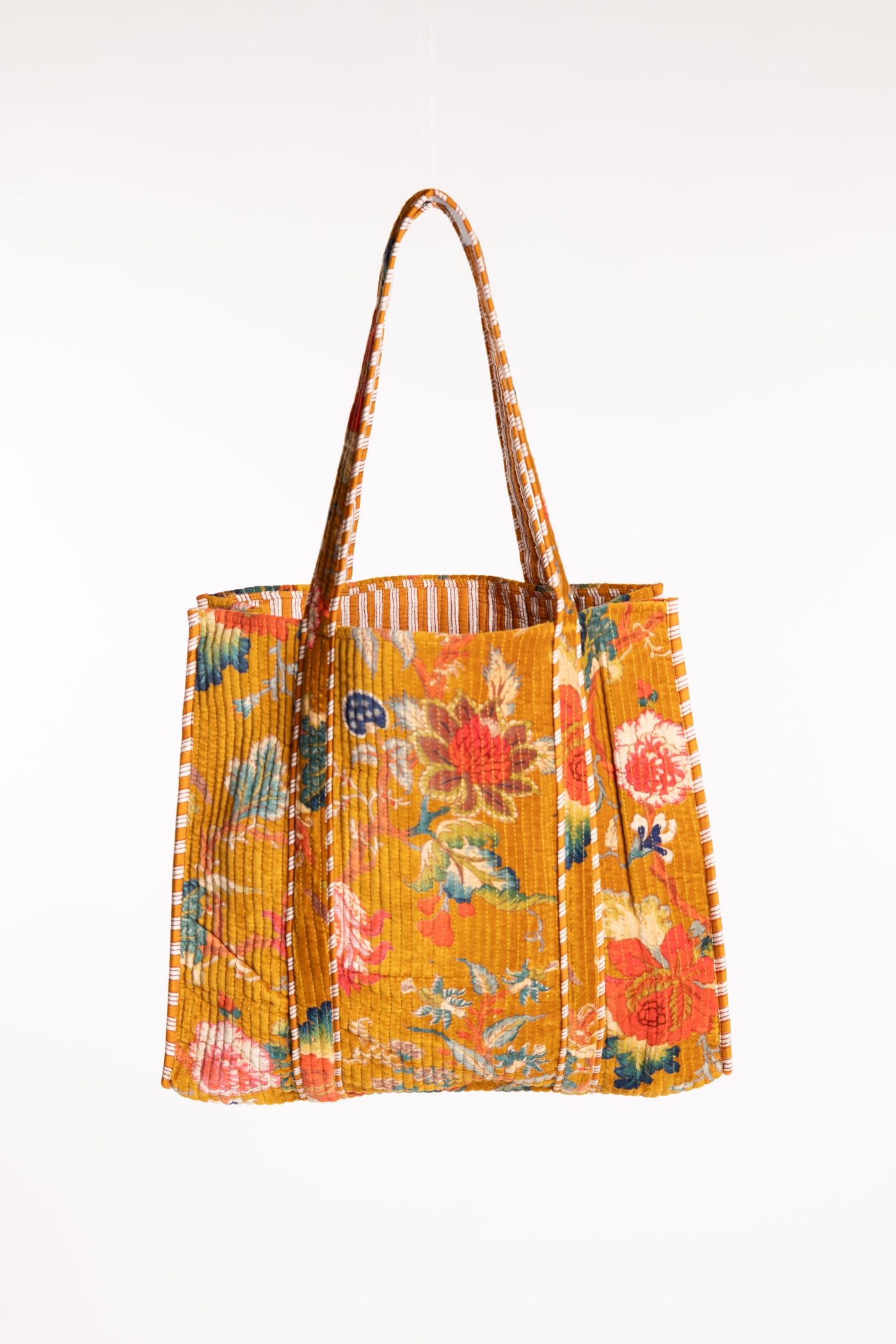 Floral patterned Bristol Plush Floral Tote Bag in color Yellow