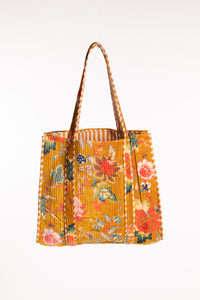Floral patterned Bristol Plush Floral Tote Bag in color Yellow