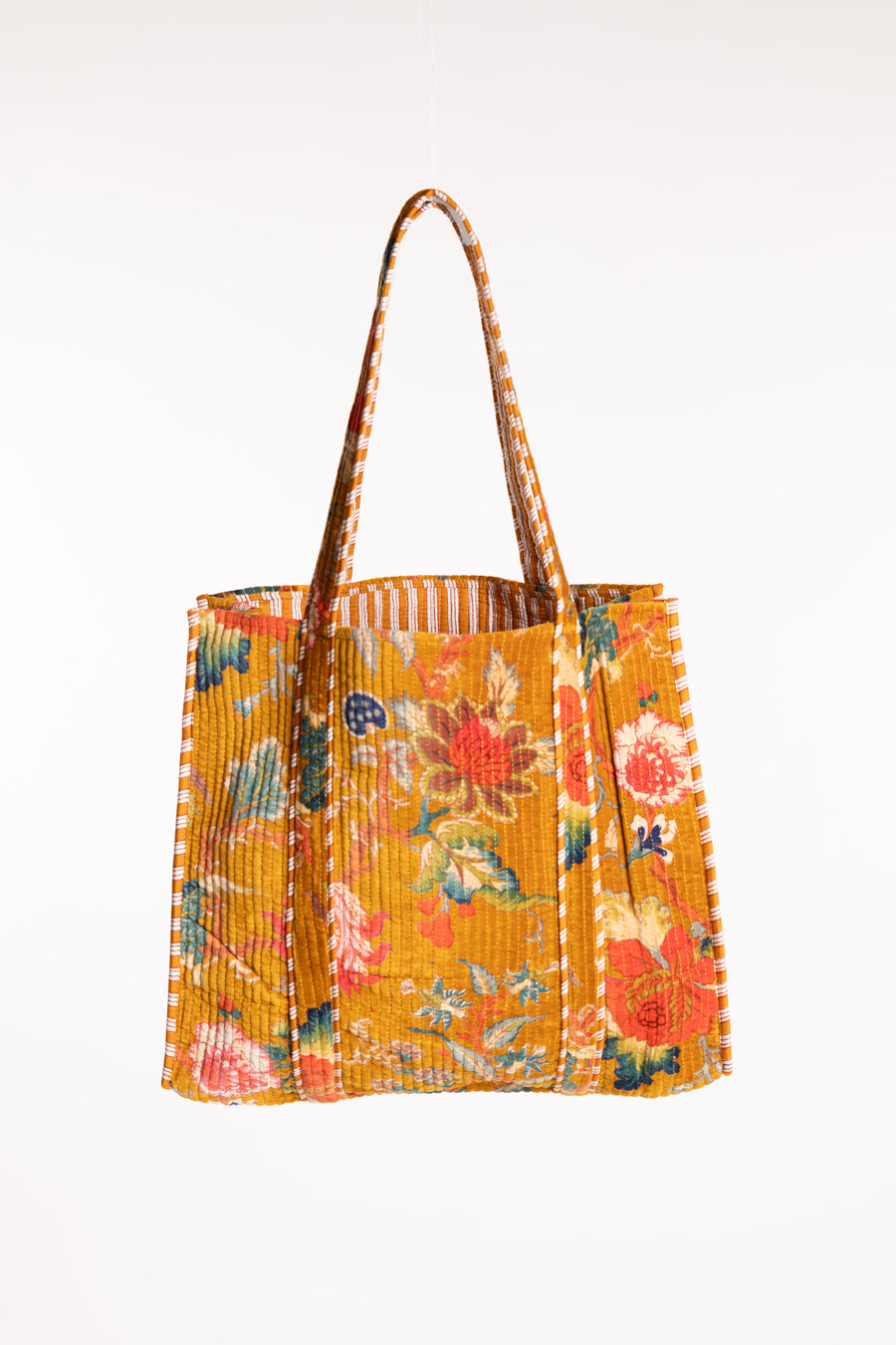 Floral patterned Bristol Plush Floral Tote Bag in color Yellow