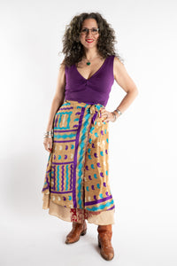 Long Sari Silk Wrap Skirt