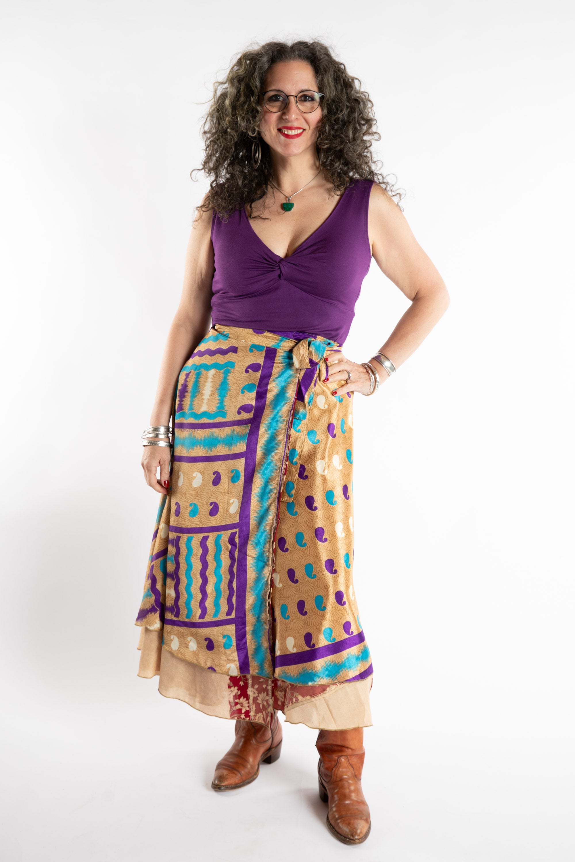 Long Sari Silk Wrap Skirt