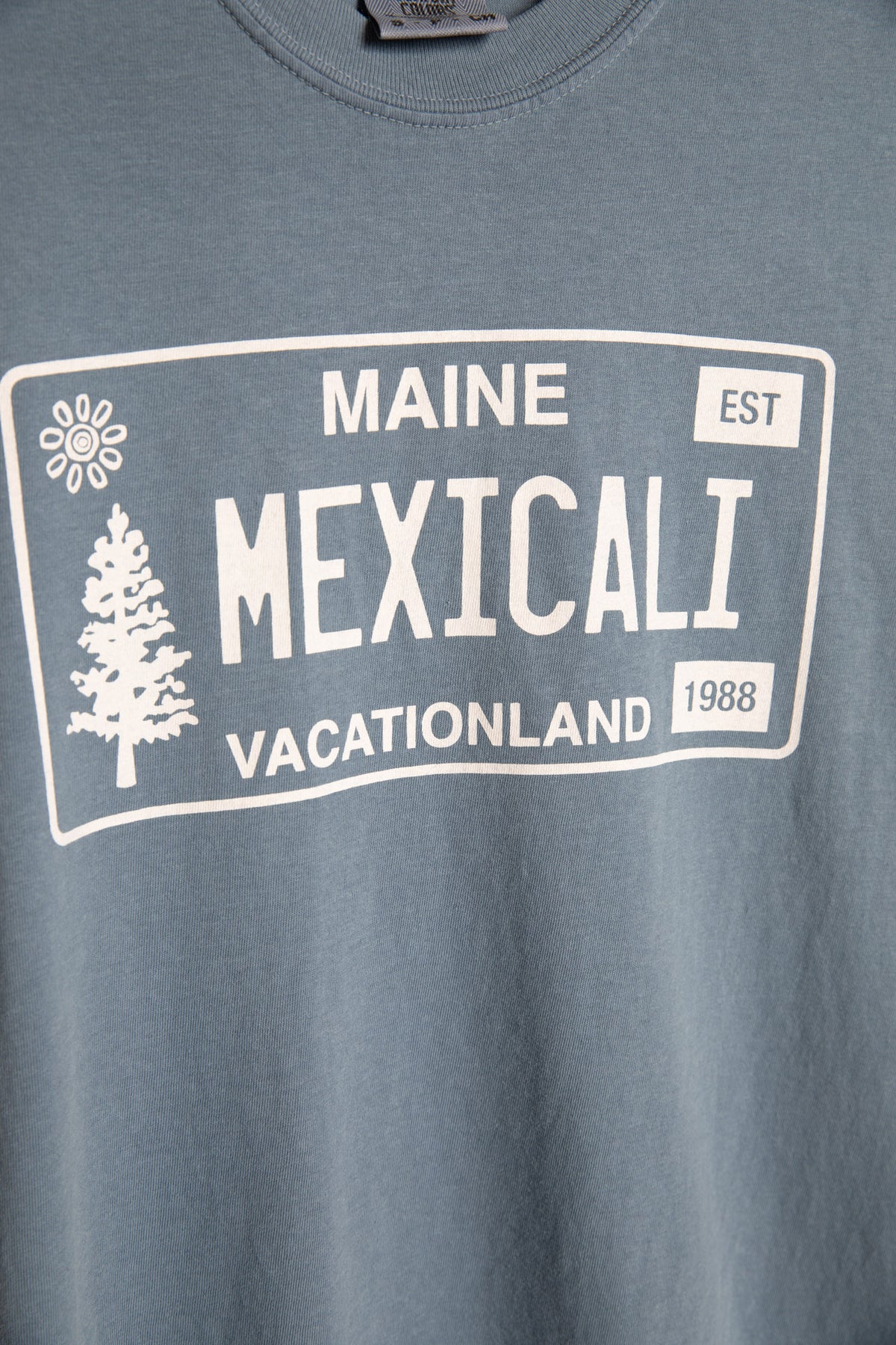 Mexicali Maine License Plate T in Blue Jean