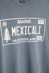 Mexicali Maine License Plate T in Blue Jean