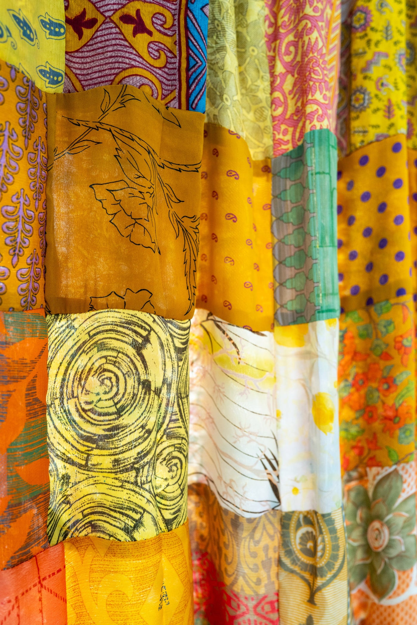 Patchwork Recycled Sari Silk Curtain