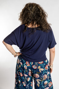 Susan is wearing the Allie Dolman in Harbor in L/XL
