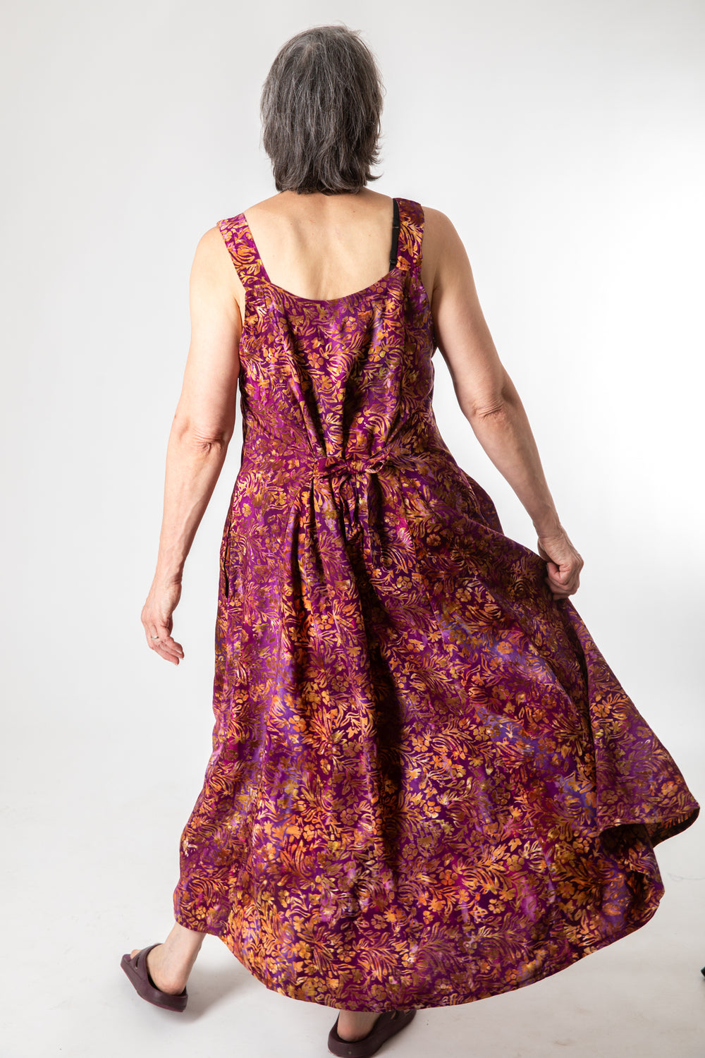 Blue Crackle Batik Silk Maxi Dress