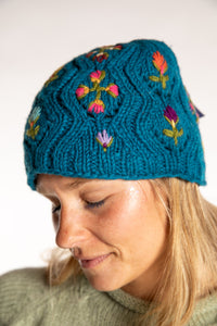 Alpine Flower Wool Beanie