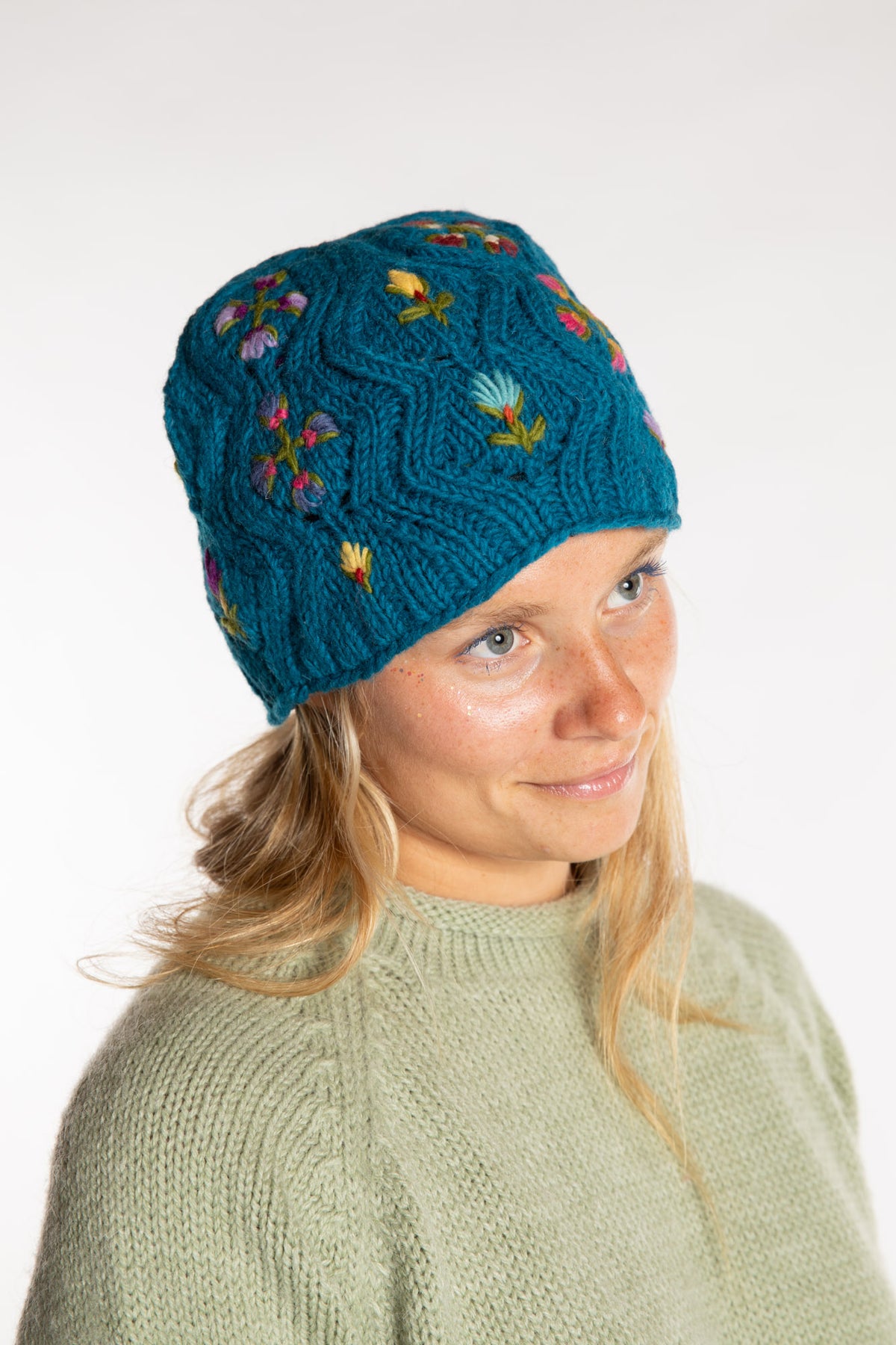 Alpine Flower Wool Beanie