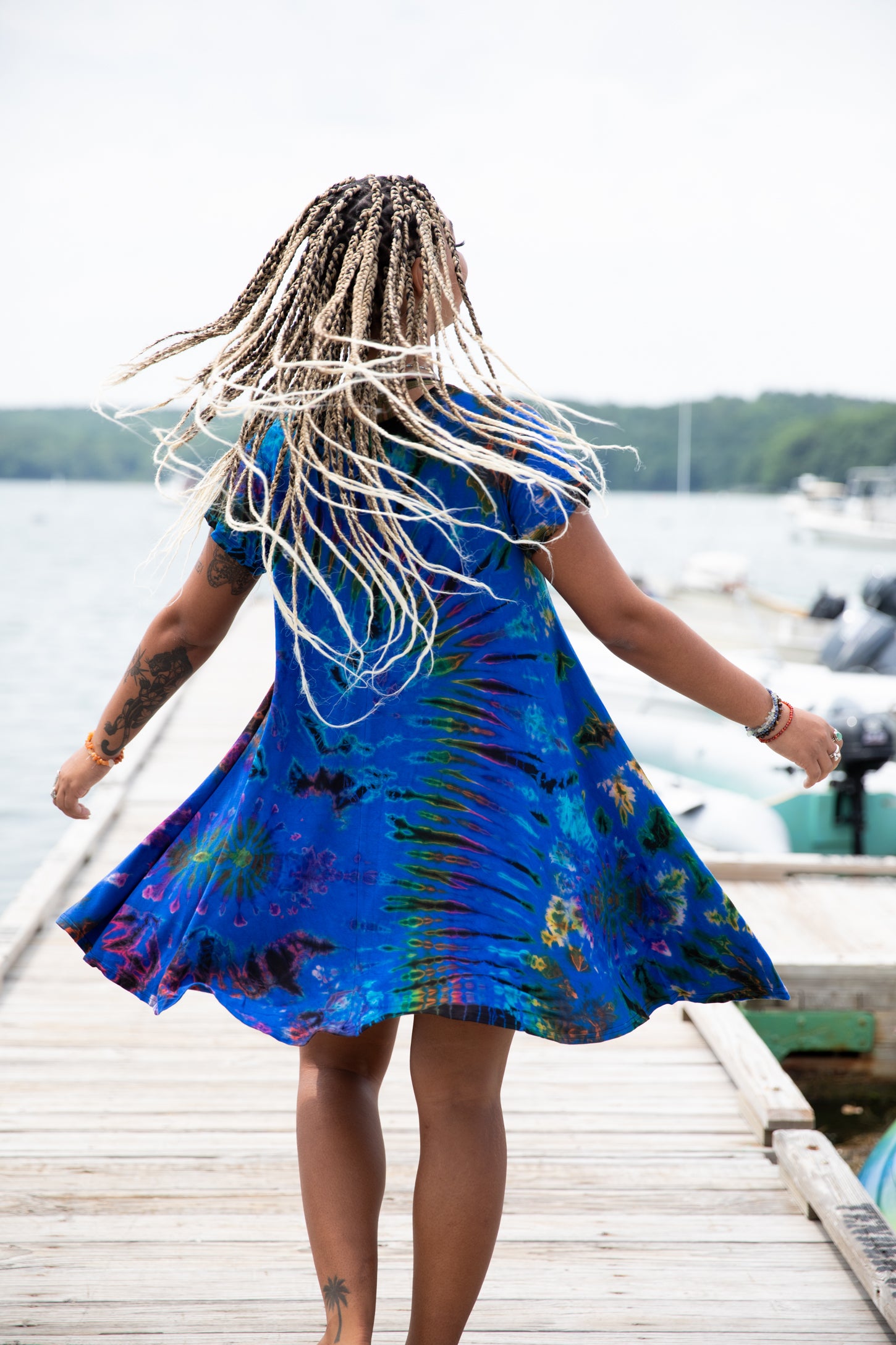 Tie dye dress with sleeves hot sale