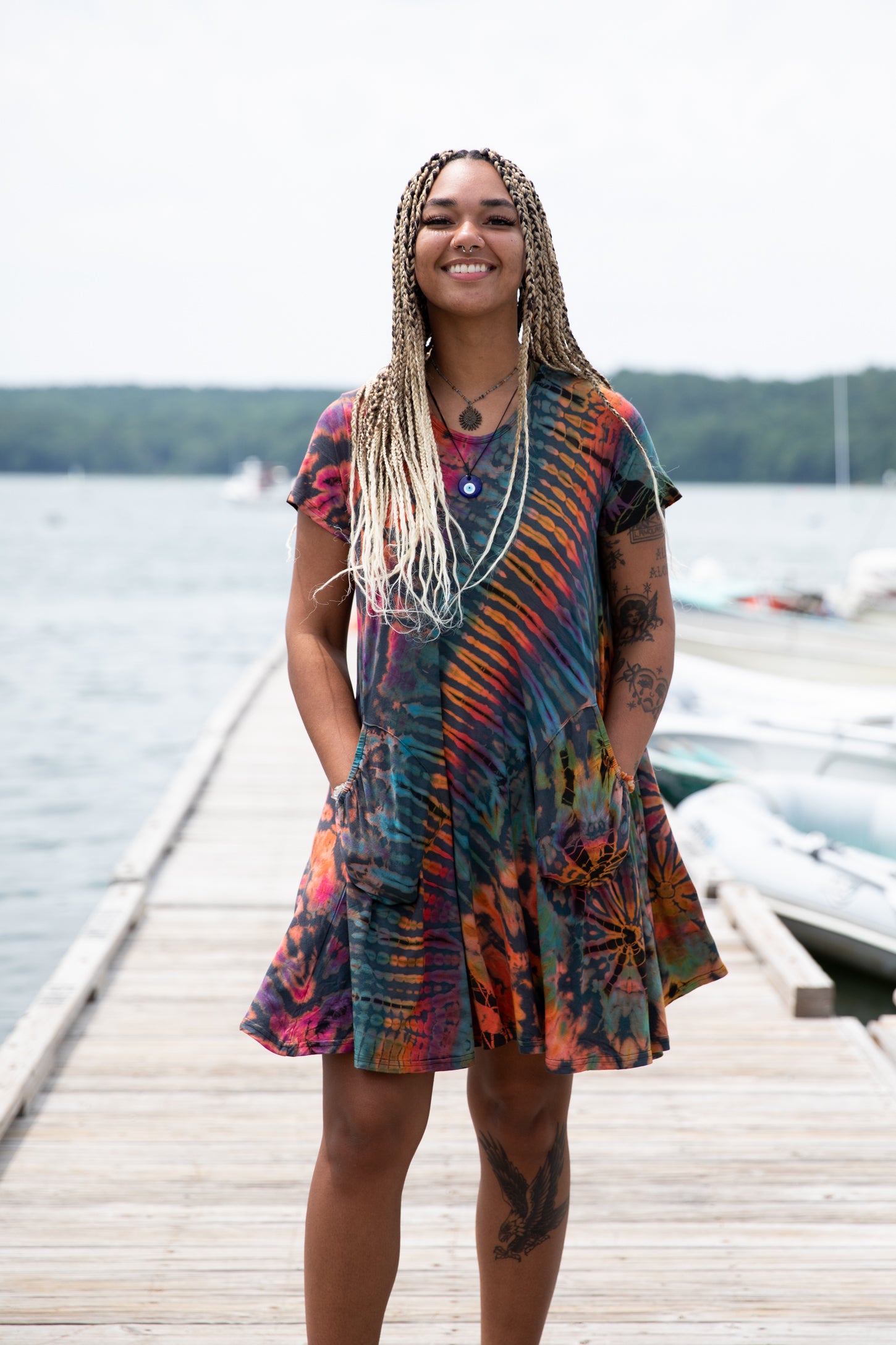 Althea Mudmee Tie Dye Short Sleeve Dress