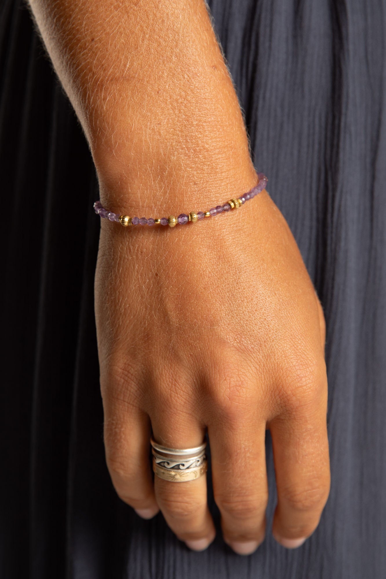 Amala Beaded Amethyst Bracelet