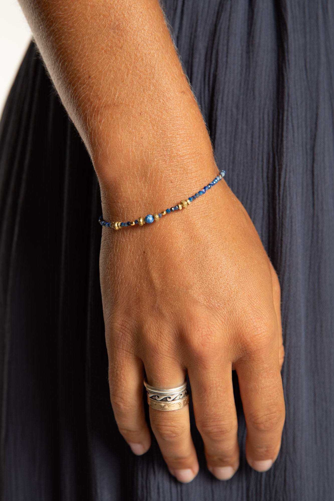 Amala Beaded Lapis Bracelet