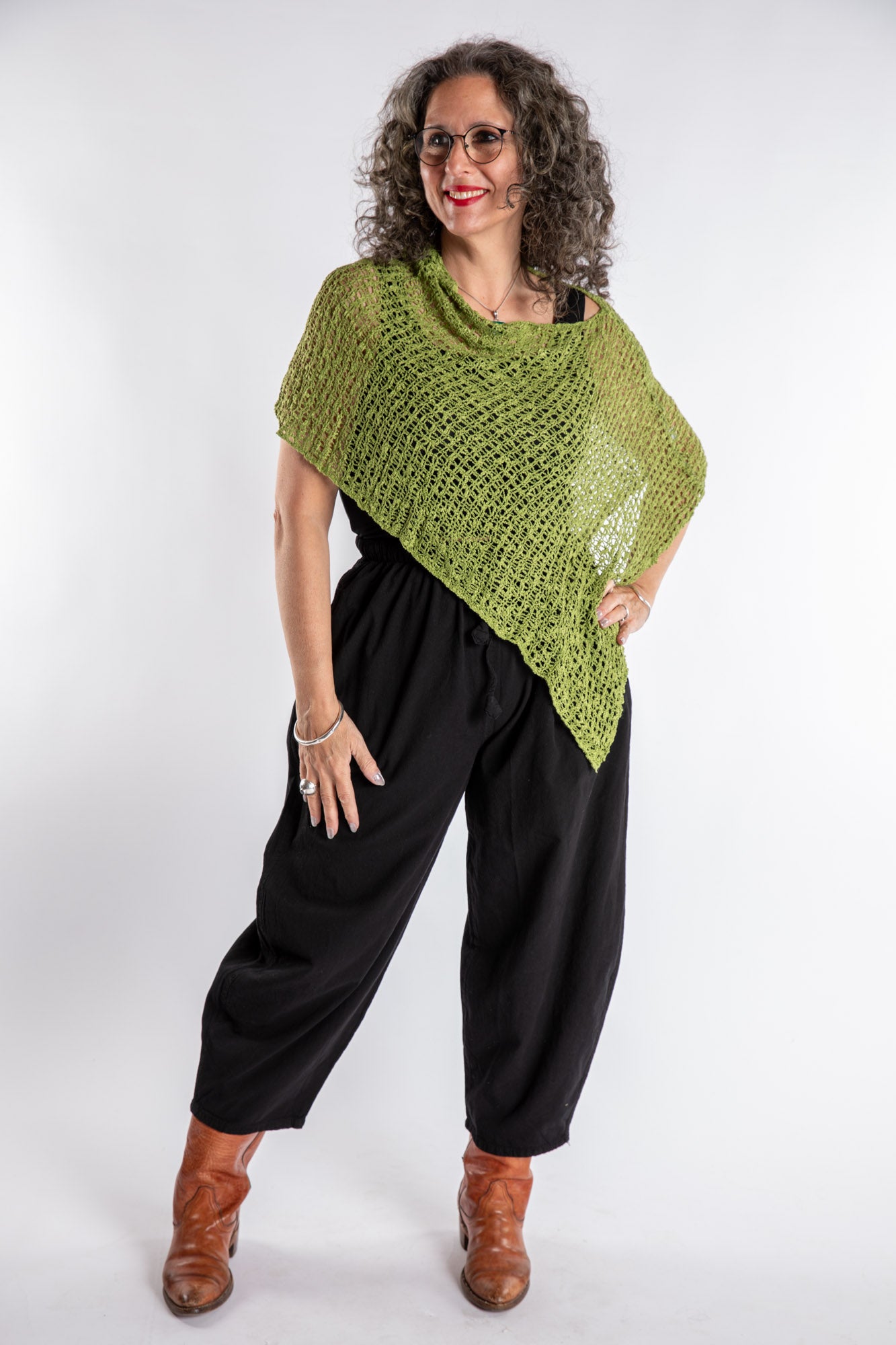 Asymmetrical Loose Weave Poncho